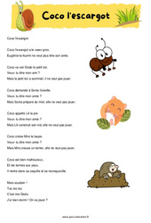 Coco l'escargot - Fable - Récit - Lecture : 4ème, 5ème Harmos - PDF à imprimer