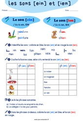 Confusion entre les sons [ein] et [ien] - Exercices de phonologie avec les corrections : 3eme, 4ème Harmos - PDF à imprimer