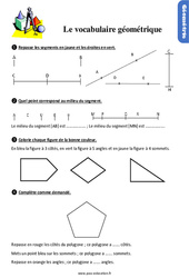 Vocabulaire géométrique - Exercices, révisions : 4ème Harmos - PDF à imprimer