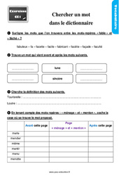 Chercher un mot dans le dictionnaire - Exercices, révisions : 4ème Harmos - PDF à imprimer