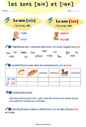 Confusion entre les sons [ain] et [ian] - Exercices de phonologie avec les corrections : 3eme, 4ème Harmos - PDF à imprimer