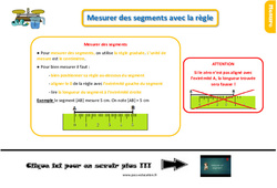 Mesurer des segments avec la règle - Cours, Leçon, trace écrite : 4ème Harmos - PDF gratuit à imprimer