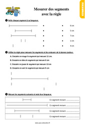 Mesurer des segments avec la règle - Exercices, révisions : 4ème Harmos - PDF à imprimer