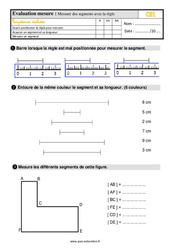 Mesurer des segments avec la règle - Évaluation, bilan : 4ème Harmos - PDF à imprimer