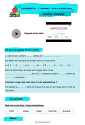 L’alphabet, l’ordre alphabétique - Soutien scolaire pour les élèves en difficulté. : 4ème Harmos - PDF à imprimer