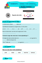 L’alphabet, l’ordre alphabétique - Soutien scolaire pour les élèves en difficulté. : 5ème Harmos - PDF à imprimer