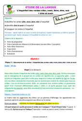 L’imparfait des verbes aller, venir, faire, dire, voir + être et avoir - Étude de la langue - Séquence - Fiche de préparation : 4ème Harmos - PDF à imprimer