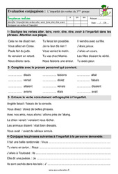 L’imparfait des verbes aller, venir, faire, dire, voir + être et avoir - Étude de la langue - Examen Evaluation avec les corrigés : 4ème Harmos - PDF à imprimer