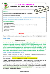 L’imparfait des verbes aller, venir, faire, dire, voir - Étude de la langue - Séquence - Fiche de préparation : 5ème Harmos - PDF à imprimer