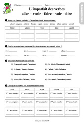 L’imparfait des verbes aller, venir, faire, dire, voir - Étude de la langue - Exercices avec les corrigés : 5ème Harmos - PDF à imprimer