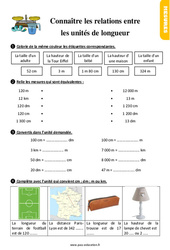 Connaître les relations entre les unités de longueur - Exercices, révisions : 4ème Harmos - PDF à imprimer