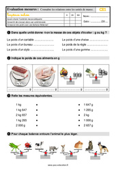 Connaître les relations entre les unités de masse - Évaluation, bilan : 4ème Harmos - PDF à imprimer