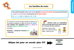 Les familles de mots - Cours, Leçon, trace écrite : 4ème Harmos - PDF gratuit à imprimer