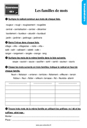 Les familles de mots - Exercices, révisions : 4ème Harmos - PDF à imprimer