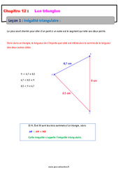 Inégalité triangulaire - Cours : 9eme Harmos - PDF à imprimer