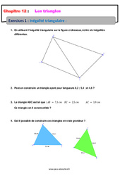 Inégalité triangulaire - Exercices avec les corrections : 9eme Harmos - PDF à imprimer