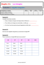 Inégalité triangulaire - Examen Evaluation, bilan, contrôle avec la correction : 9eme Harmos - PDF à imprimer