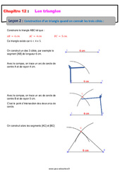 Construction d’un triangle quand on connait les trois côtés - Cours : 9eme Harmos - PDF à imprimer