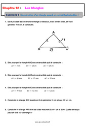 Construction d’un triangle quand on connait les trois côtés - Exercices avec les corrections : 9eme Harmos - PDF à imprimer