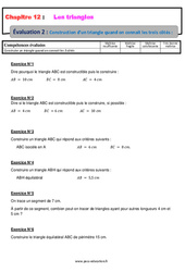 Construction d’un triangle quand on connait les trois côtés - Examen Evaluation, bilan, contrôle avec la correction : 9eme Harmos - PDF à imprimer