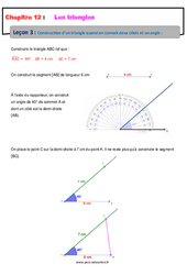 Construction d’un triangle quand on connait deux côtés et un angle - Cours : 9eme Harmos - PDF à imprimer