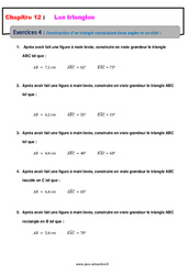 Construction d’un triangle connaissant deux angles et un côté - Exercices avec les corrections : 9eme Harmos - PDF à imprimer