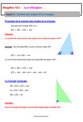 Somme des angles d’un triangle - Cours : 9eme Harmos - PDF à imprimer