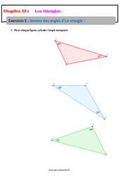 Somme des angles d’un triangle - Exercices avec les corrections : 9eme Harmos - PDF à imprimer