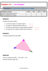 Somme des angles d’un triangle - Examen Evaluation, bilan, contrôle avec la correction : 9eme Harmos - PDF à imprimer