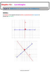 Définition et construction des médiatrices - Les triangles - Cours : 9eme Harmos - PDF à imprimer