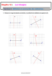 Définition et construction des médiatrices - Les triangles - Exercices avec les corrections : 9eme Harmos - PDF à imprimer