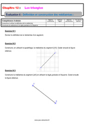 Définition et construction des médiatrices - Les triangles - Examen Evaluation, bilan, contrôle avec la correction : 9eme Harmos - PDF à imprimer