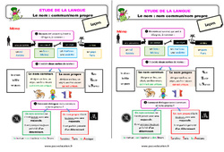 Le nom - Fiches nom commun / nom propre - Étude de la langue - Cours, Leçon : 5ème Harmos - PDF gratuit à imprimer