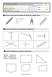 Reconnaître les angles droits - Évaluation, bilan : 4ème Harmos - PDF à imprimer