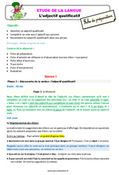 L’adjectif qualificatif - Étude de la langue - Séquence - Fiche de préparation : 4ème Harmos - PDF à imprimer