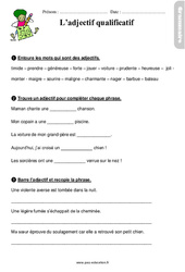 L’adjectif qualificatif - Étude de la langue - Exercices avec la correction : 4ème Harmos - PDF à imprimer