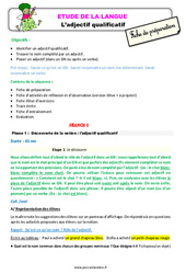 Séquence - Fiche de préparation L’adjectif qualificatif - Étude de la langue - Séquence - Fiche de préparation : 5ème Harmos - PDF à imprimer