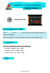 Les mots génériques - Soutien scolaire pour les élèves en difficulté. : 4ème Harmos - PDF à imprimer