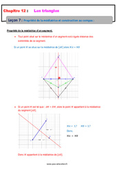 Propriété de la médiatrice et construction au compas - Les triangles - Cours : 9eme Harmos - PDF à imprimer