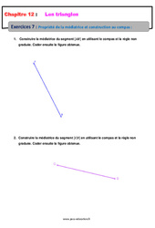 Propriété de la médiatrice et construction au compas - Les triangles - Exercices avec les corrections : 9eme Harmos - PDF à imprimer