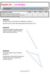 Propriété de la médiatrice et construction au compas - Les triangles - Examen Evaluation, bilan, contrôle avec la correction : 9eme Harmos - PDF à imprimer