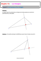 Les hauteurs d’un triangle - Cours : 9eme Harmos - PDF à imprimer