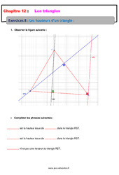 Les hauteurs d’un triangle - Exercices avec les corrections : 9eme Harmos - PDF à imprimer