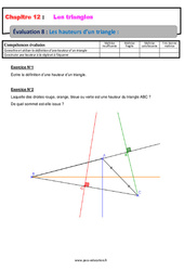 Les hauteurs d’un triangle - Examen Evaluation, bilan, contrôle avec la correction : 9eme Harmos - PDF à imprimer