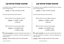 Lettres finales muettes - Cours, Leçon : 7ème Harmos - PDF gratuit à imprimer