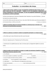 Concordance des temps - Examen Evaluation avec le corrigé : 11ème Harmos - PDF à imprimer