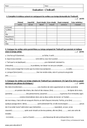 Mode indicatif - Examen Evaluation - Bilan : 11ème Harmos - PDF à imprimer