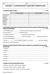 Participe présent, gérondif et adjectif verbal - Examen Evaluation avec le corrigé : 11ème Harmos - PDF à imprimer