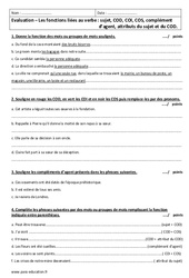 Fonctions liées au verbe - Examen Evaluation avec le corrigé : 11ème Harmos - PDF à imprimer