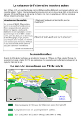 La naissance de l'islam et l'invasion arabe - Exercices - Moyen Age - : 6ème Harmos - PDF à imprimer